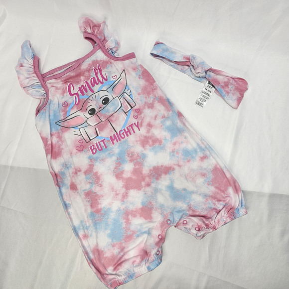 STAR WARS Small but Mighty Grogu Romper and Headband, Size 18-24 Months - Picture 1 of 2